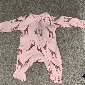 Pink Giraffe Print Kids One Piece
